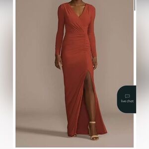 Chic Long Sleeve Rust Dress